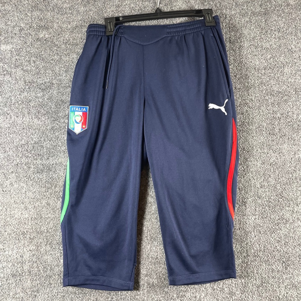 Puma Italy FIGC Capri Shorts Mens Medium Navy Blue Soccer Futbal Athletic Italia